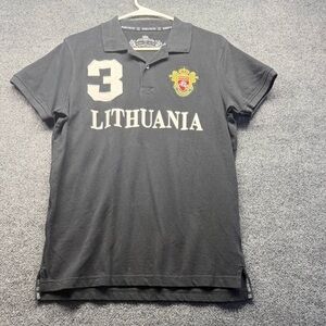 Robin Ruth Black Polo with Lithuania Crest and Number 3